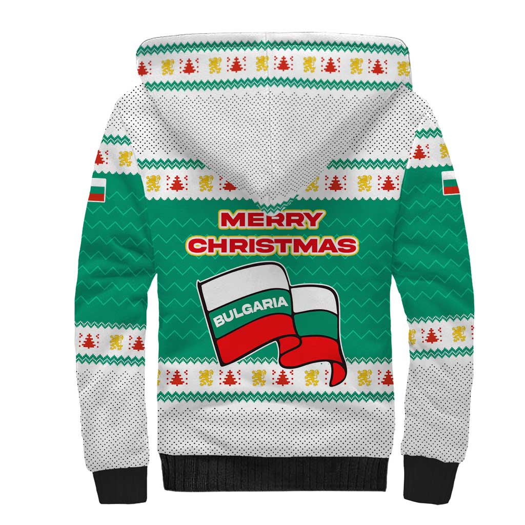 Bulgaria Christmas Sherpa Hoodie with Green-White Theme, Coat of Arms, and National Flag Motif - Wonder Print Shop