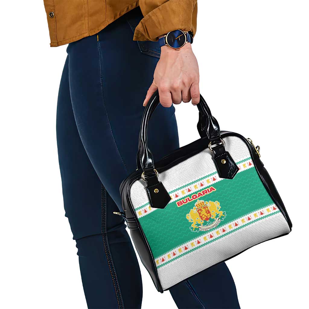 Bulgaria Christmas Shoulder Handbag with Green-White Theme, Coat of Arms, and National Flag Motif - Wonder Print Shop