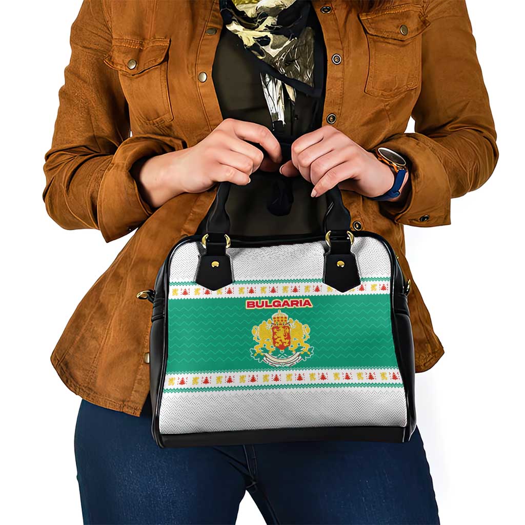 Bulgaria Christmas Shoulder Handbag with Green-White Theme, Coat of Arms, and National Flag Motif - Wonder Print Shop