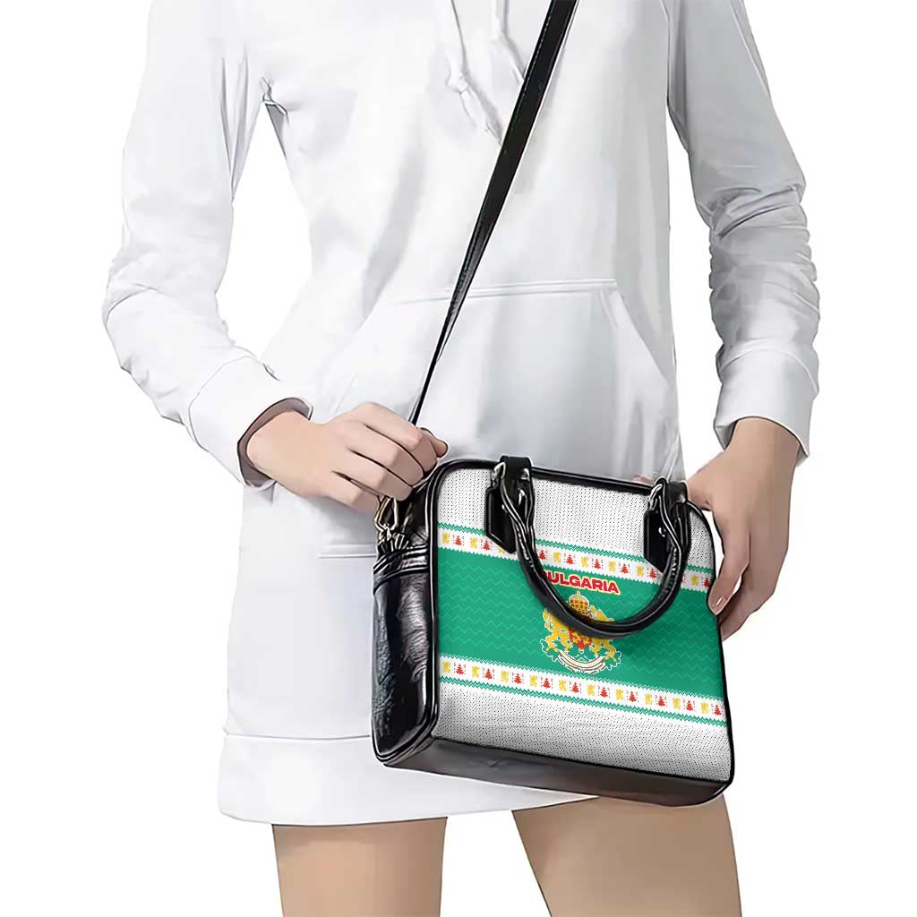 Bulgaria Christmas Shoulder Handbag with Green-White Theme, Coat of Arms, and National Flag Motif - Wonder Print Shop