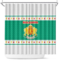 Bulgaria Christmas Shower Curtain with Green-White Theme, Coat of Arms, and National Flag Motif - Wonder Print Shop