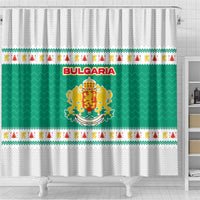 Bulgaria Christmas Shower Curtain with Green-White Theme, Coat of Arms, and National Flag Motif - Wonder Print Shop