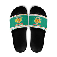 Bulgaria Christmas Slide Sandals with Green-White Theme, Coat of Arms, and National Flag Motif - Wonder Print Shop