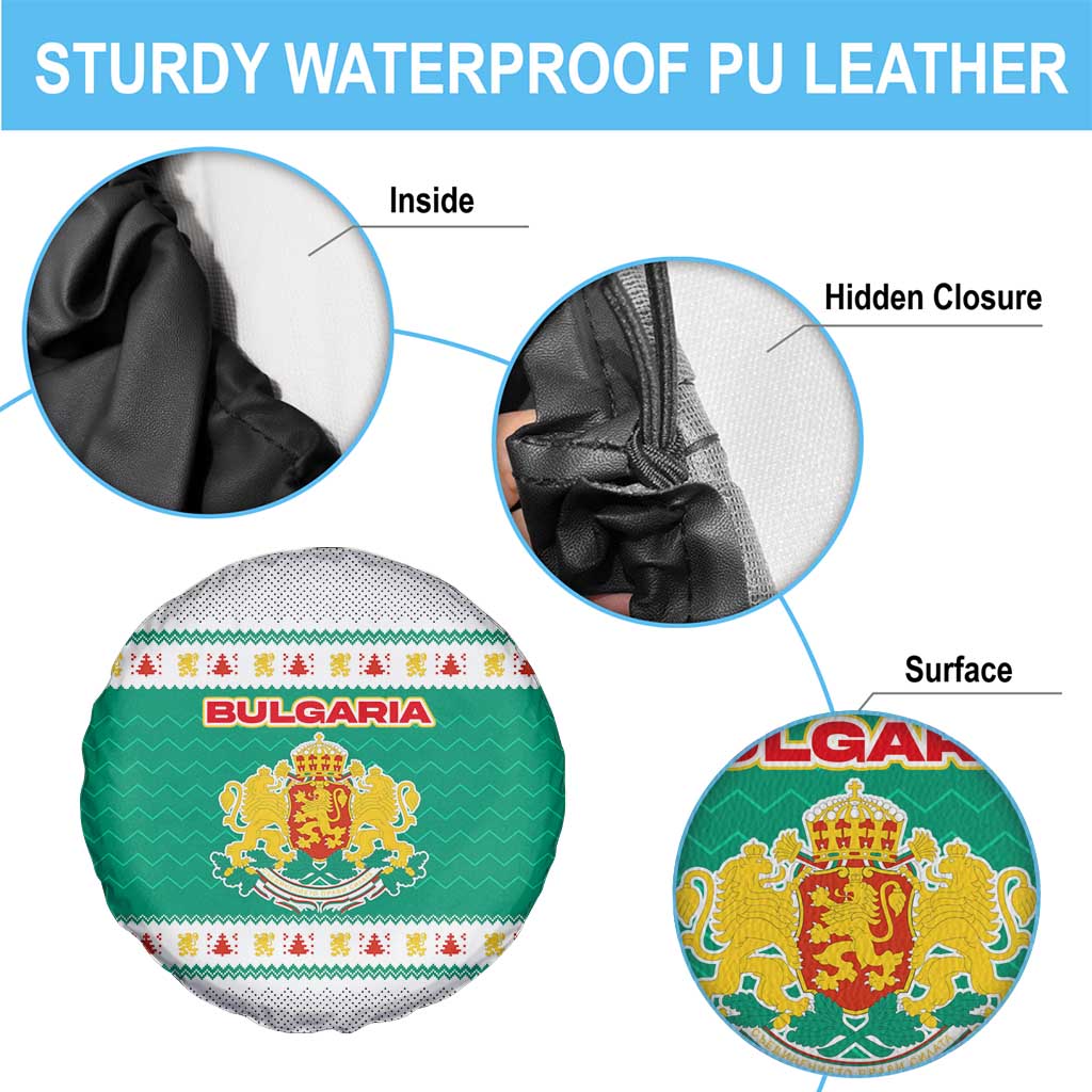 Bulgaria Christmas Spare Tire Cover with Green-White Theme, Coat of Arms, and National Flag Motif - Wonder Print Shop