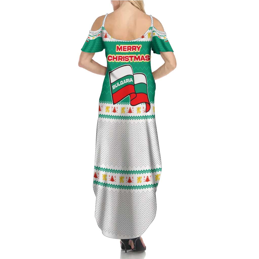 Bulgaria Christmas Summer Maxi Dress with Green-White Theme, Coat of Arms, and National Flag Motif - Wonder Print Shop