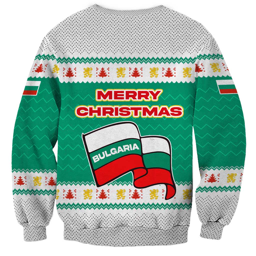 Bulgaria Christmas Sweatshirt with Green-White Theme, Coat of Arms, and National Flag Motif - Wonder Print Shop