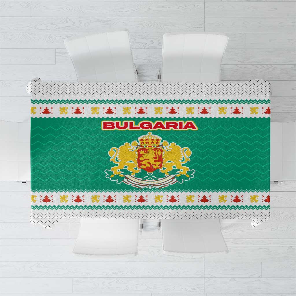 Bulgaria Christmas Tablecloth with Green-White Theme, Coat of Arms, and National Flag Motif - Wonder Print Shop