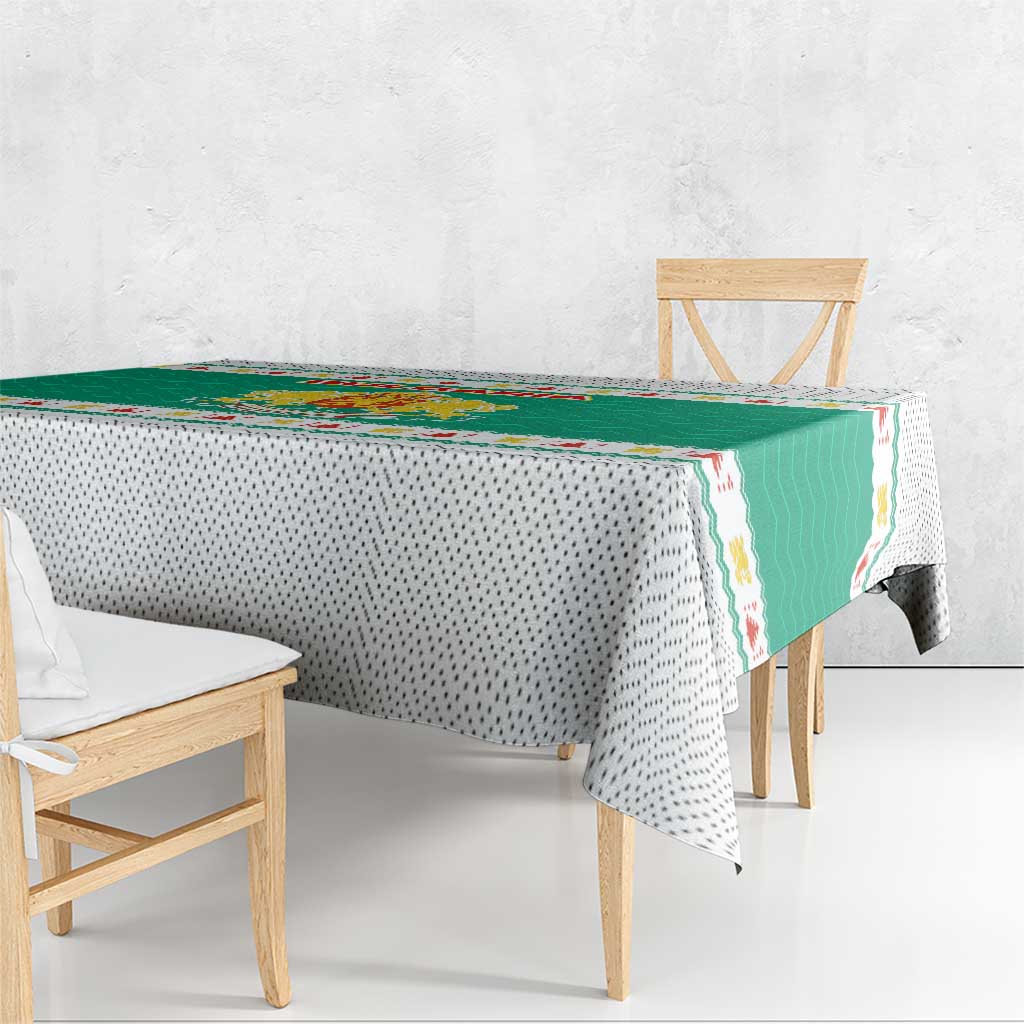Bulgaria Christmas Tablecloth with Green-White Theme, Coat of Arms, and National Flag Motif - Wonder Print Shop