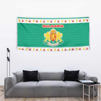 Bulgaria Christmas Tapestry with Green-White Theme, Coat of Arms, and National Flag Motif - Wonder Print Shop