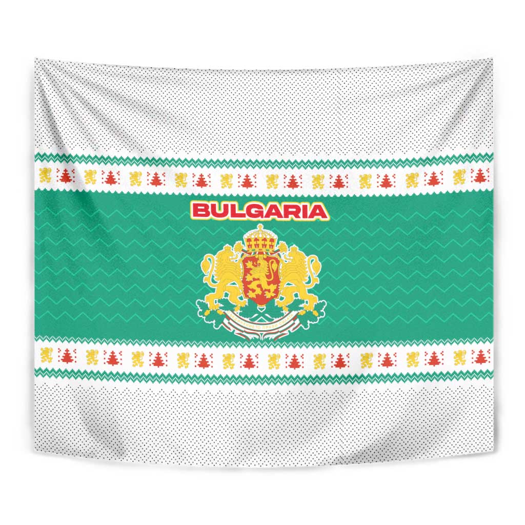 Bulgaria Christmas Tapestry with Green-White Theme, Coat of Arms, and National Flag Motif - Wonder Print Shop