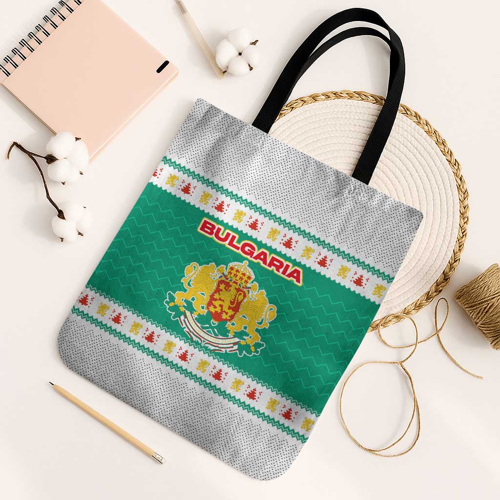 Bulgaria Christmas Tote Bag with Green-White Theme, Coat of Arms, and National Flag Motif - Wonder Print Shop