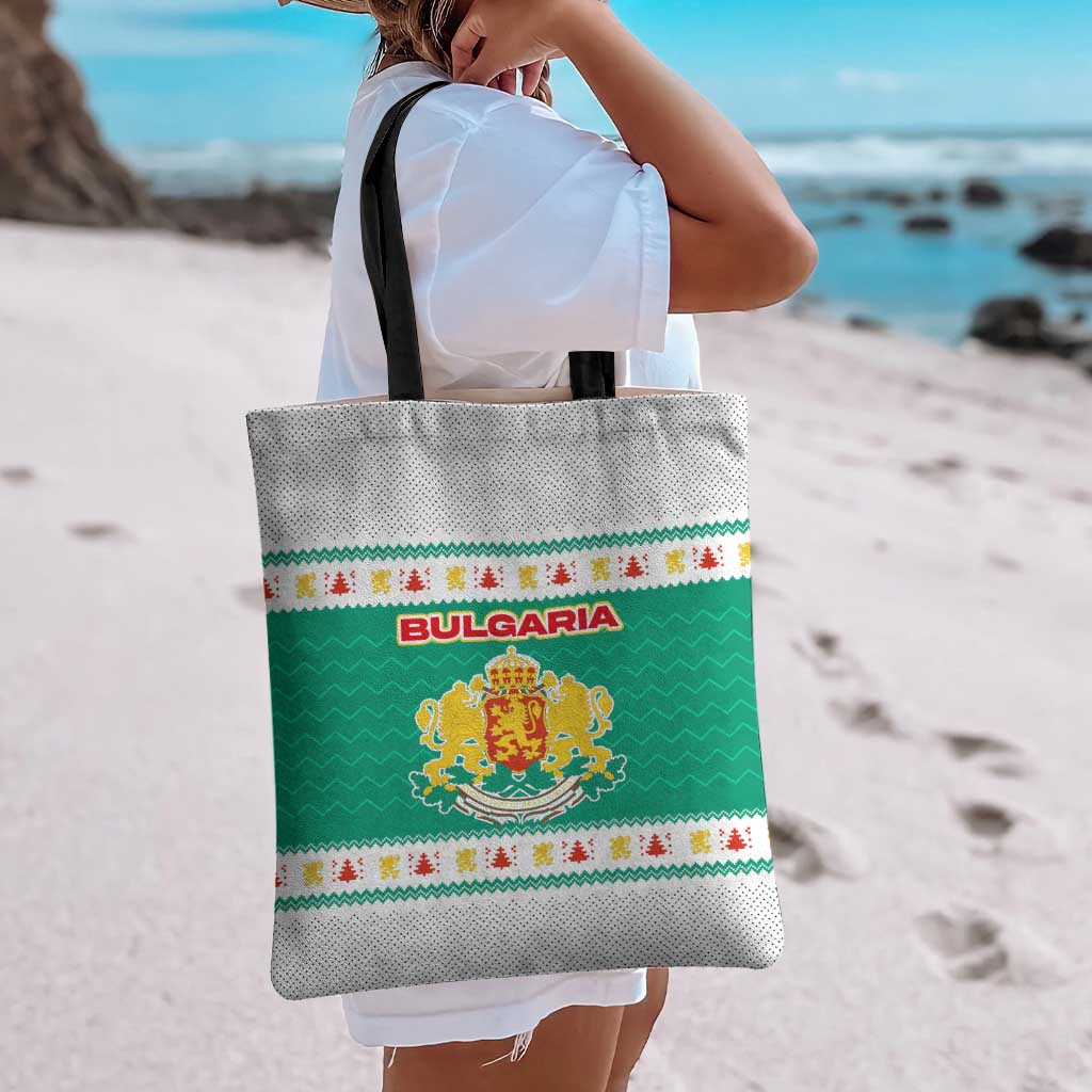 Bulgaria Christmas Tote Bag with Green-White Theme, Coat of Arms, and National Flag Motif - Wonder Print Shop