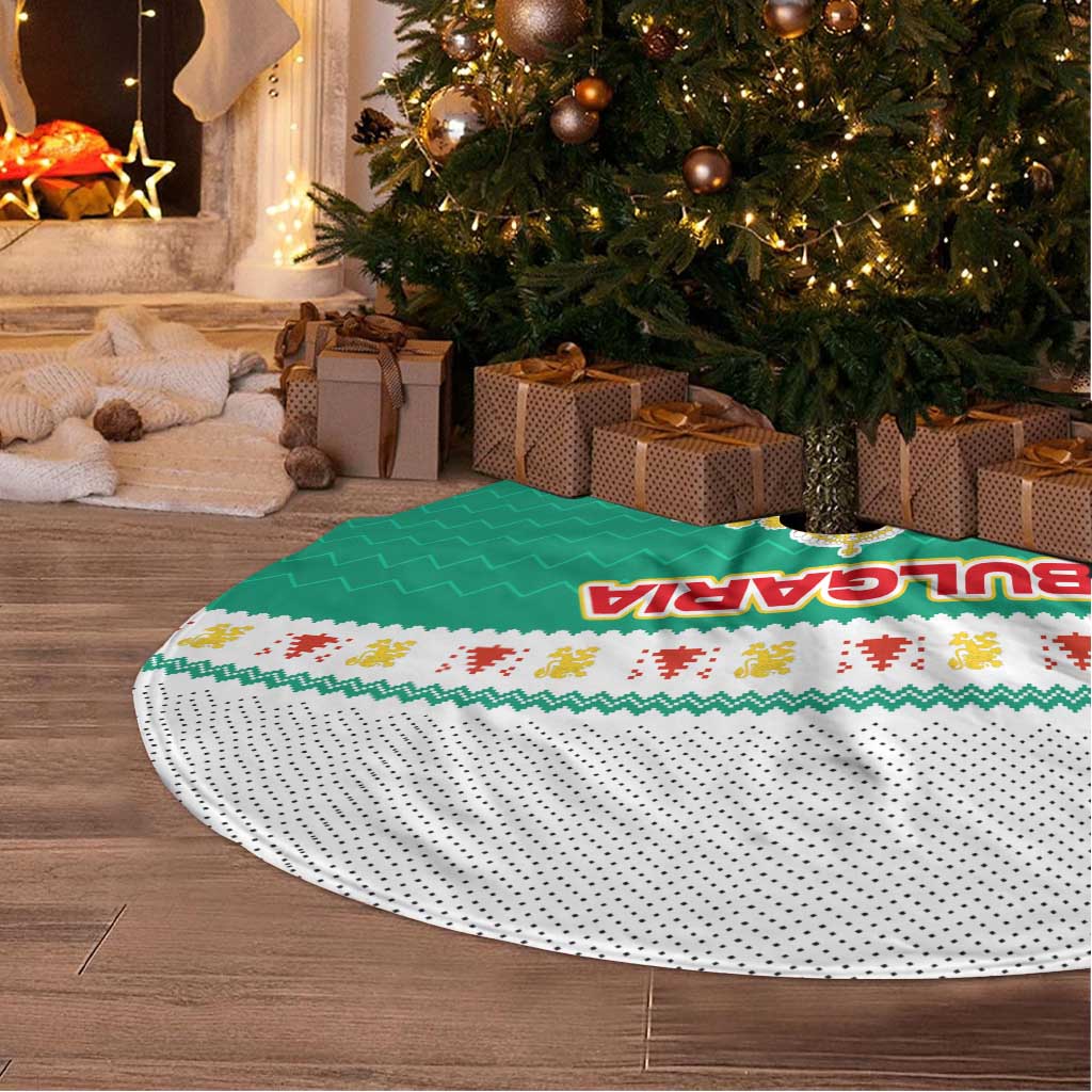Bulgaria Christmas Tree Skirt with Green-White Theme, Coat of Arms, and National Flag Motif - Wonder Print Shop