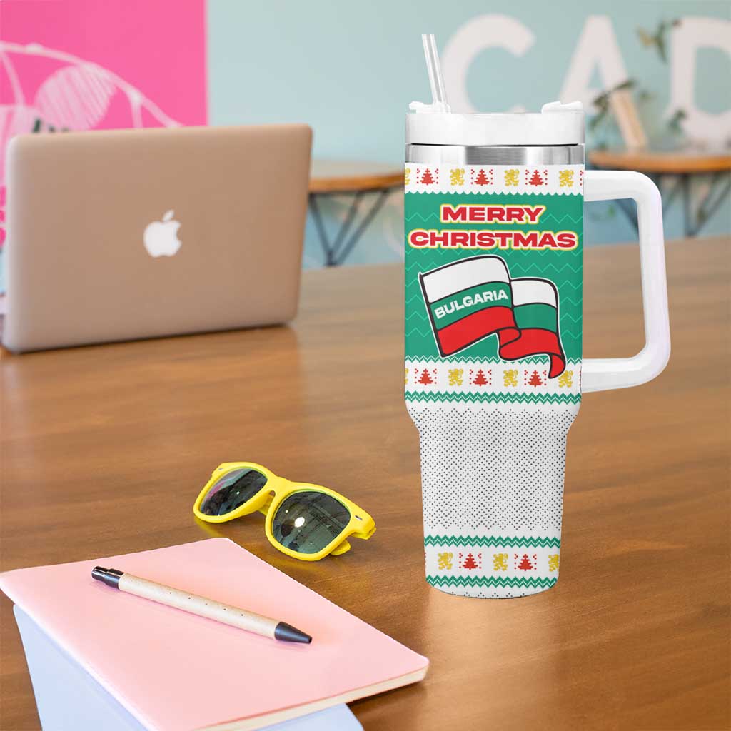 Bulgaria Christmas Tumbler With Handle with Green-White Theme, Coat of Arms, and National Flag Motif - Wonder Print Shop