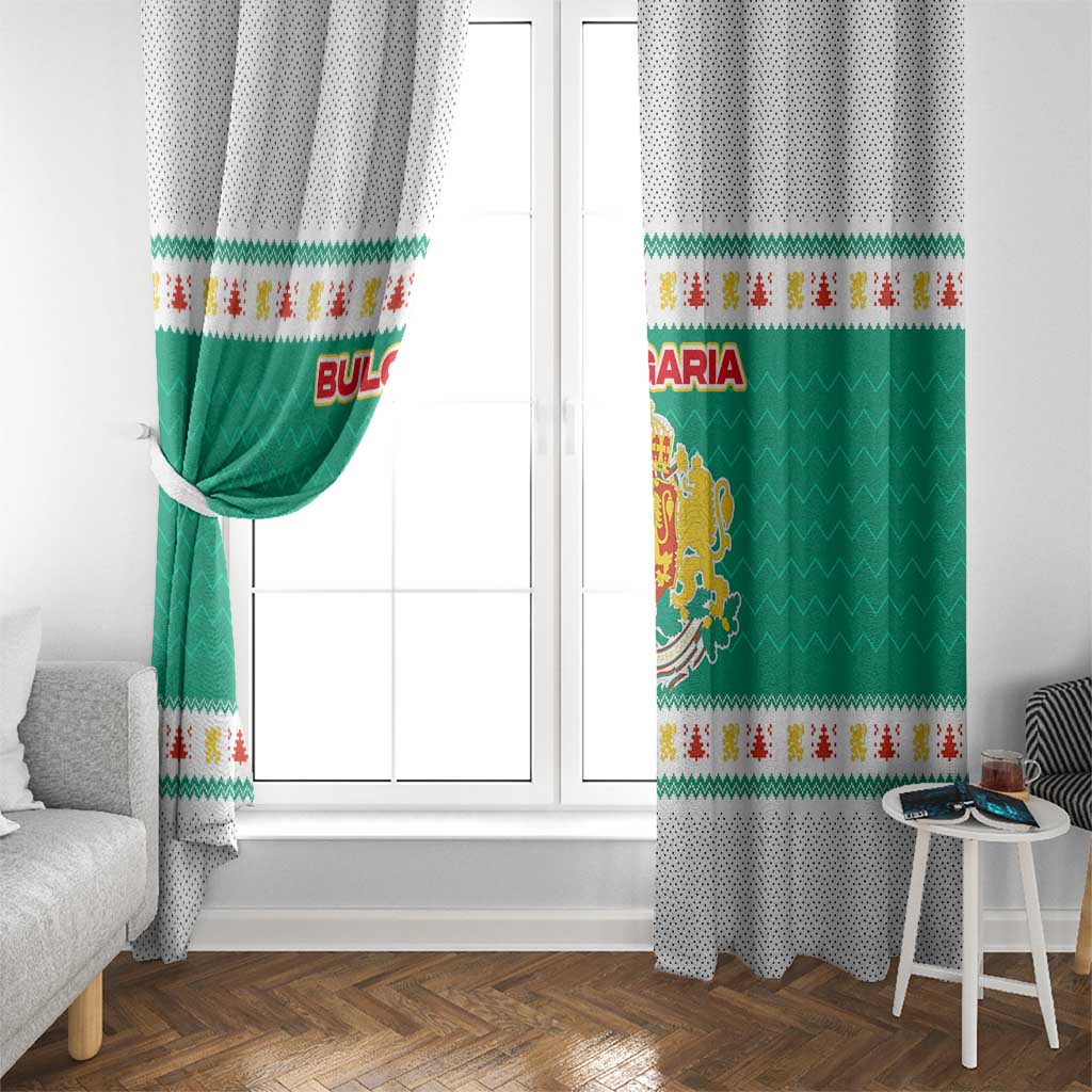 Bulgaria Christmas Window Curtain with Green-White Theme, Coat of Arms, and National Flag Motif - Wonder Print Shop