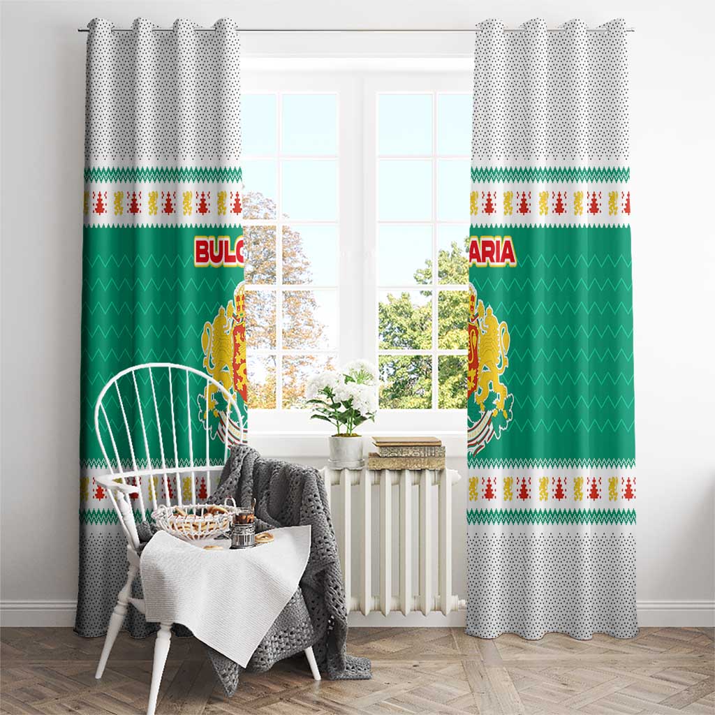 Bulgaria Christmas Window Curtain with Green-White Theme, Coat of Arms, and National Flag Motif - Wonder Print Shop