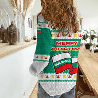 Bulgaria Christmas Women Casual Shirt with Green-White Theme, Coat of Arms, and National Flag Motif - Wonder Print Shop