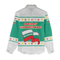 Bulgaria Christmas Women Casual Shirt with Green-White Theme, Coat of Arms, and National Flag Motif - Wonder Print Shop