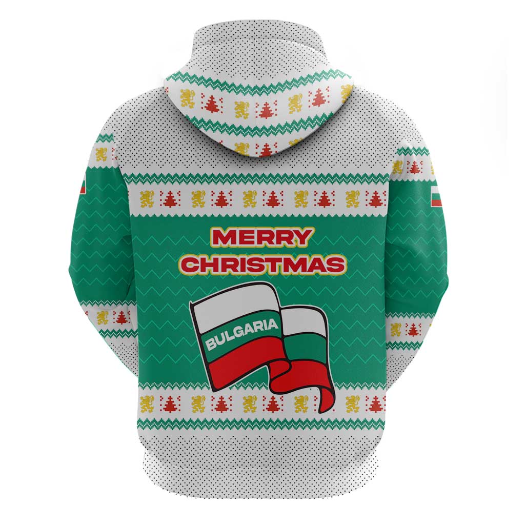 Bulgaria Christmas Zip Hoodie with Green-White Theme, Coat of Arms, and National Flag Motif - Wonder Print Shop
