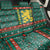 Bulgaria Christmas Back Car Seat Cover with Green-Red Theme, Golden Lion, and Santa Sleigh Motif - Wonder Print Shop