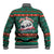 Bulgaria Christmas Baseball Jacket with Green-Red Theme, Golden Lion, and Santa Sleigh Motif - Wonder Print Shop