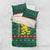 Bulgaria Christmas Bedding Set with Green-Red Theme, Golden Lion, and Santa Sleigh Motif - Wonder Print Shop