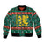Bulgaria Christmas Bomber Jacket with Green-Red Theme, Golden Lion, and Santa Sleigh Motif - Wonder Print Shop