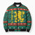 Bulgaria Christmas Bomber Puffer Jacket with Green-Red Theme, Golden Lion, and Santa Sleigh Motif - Wonder Print Shop