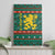 Bulgaria Christmas Canvas Wall Art with Green-Red Theme, Golden Lion, and Santa Sleigh Motif - Wonder Print Shop