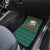 Bulgaria Christmas Car Mats with Green-Red Theme, Golden Lion, and Santa Sleigh Motif - Wonder Print Shop