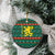 Bulgaria Christmas Ceramic Ornament with Green-Red Theme, Golden Lion, and Santa Sleigh Motif - Wonder Print Shop