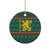 Bulgaria Christmas Ceramic Ornament with Green-Red Theme, Golden Lion, and Santa Sleigh Motif - Wonder Print Shop