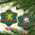 Bulgaria Christmas Ceramic Ornament with Green-Red Theme, Golden Lion, and Santa Sleigh Motif - Wonder Print Shop
