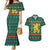 Bulgaria Christmas Couples Matching Mermaid Dress and Hawaiian Shirt with Green-Red Theme, Golden Lion, and Santa Sleigh Motif - Wonder Print Shop