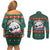 Bulgaria Christmas Couples Matching Off Shoulder Short Dress and Long Sleeve Button Shirt with Green-Red Theme, Golden Lion, and Santa Sleigh Motif - Wonder Print Shop
