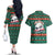 Bulgaria Christmas Couples Matching Off The Shoulder Long Sleeve Dress and Hawaiian Shirt with Green-Red Theme, Golden Lion, and Santa Sleigh Motif - Wonder Print Shop