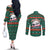 Bulgaria Christmas Couples Matching Off The Shoulder Long Sleeve Dress and Long Sleeve Button Shirt with Green-Red Theme, Golden Lion, and Santa Sleigh Motif - Wonder Print Shop