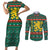 Bulgaria Christmas Couples Matching Short Sleeve Bodycon Dress and Long Sleeve Button Shirt with Green-Red Theme, Golden Lion, and Santa Sleigh Motif - Wonder Print Shop