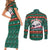 Bulgaria Christmas Couples Matching Short Sleeve Bodycon Dress and Long Sleeve Button Shirt with Green-Red Theme, Golden Lion, and Santa Sleigh Motif - Wonder Print Shop