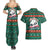 Bulgaria Christmas Couples Matching Summer Maxi Dress and Hawaiian Shirt with Green-Red Theme, Golden Lion, and Santa Sleigh Motif - Wonder Print Shop