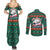 Bulgaria Christmas Couples Matching Summer Maxi Dress and Long Sleeve Button Shirt with Green-Red Theme, Golden Lion, and Santa Sleigh Motif - Wonder Print Shop