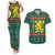 Bulgaria Christmas Couples Matching Tank Maxi Dress and Hawaiian Shirt with Green-Red Theme, Golden Lion, and Santa Sleigh Motif - Wonder Print Shop