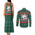 Bulgaria Christmas Couples Matching Tank Maxi Dress and Long Sleeve Button Shirt with Green-Red Theme, Golden Lion, and Santa Sleigh Motif - Wonder Print Shop