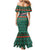 Bulgaria Christmas Family Matching Mermaid Dress and Hawaiian Shirt with Green-Red Theme, Golden Lion, and Santa Sleigh Motif - Wonder Print Shop