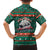Bulgaria Christmas Family Matching Off The Shoulder Long Sleeve Dress and Hawaiian Shirt with Green-Red Theme, Golden Lion, and Santa Sleigh Motif - Wonder Print Shop