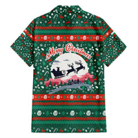 Bulgaria Christmas Family Matching Off The Shoulder Long Sleeve Dress and Hawaiian Shirt with Green-Red Theme, Golden Lion, and Santa Sleigh Motif - Wonder Print Shop