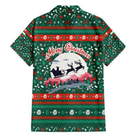 Bulgaria Christmas Family Matching Off Shoulder Maxi Dress and Hawaiian Shirt with Green-Red Theme, Golden Lion, and Santa Sleigh Motif - Wonder Print Shop