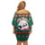 Bulgaria Christmas Family Matching Off Shoulder Short Dress and Hawaiian Shirt with Green-Red Theme, Golden Lion, and Santa Sleigh Motif - Wonder Print Shop