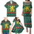 Bulgaria Christmas Family Matching Puletasi and Hawaiian Shirt with Green-Red Theme, Golden Lion, and Santa Sleigh Motif - Wonder Print Shop
