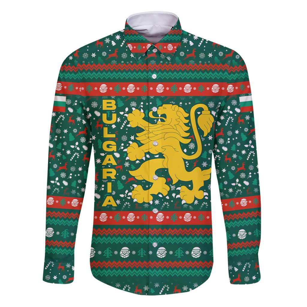 Bulgaria Christmas Family Matching Puletasi and Hawaiian Shirt with Green-Red Theme, Golden Lion, and Santa Sleigh Motif - Wonder Print Shop